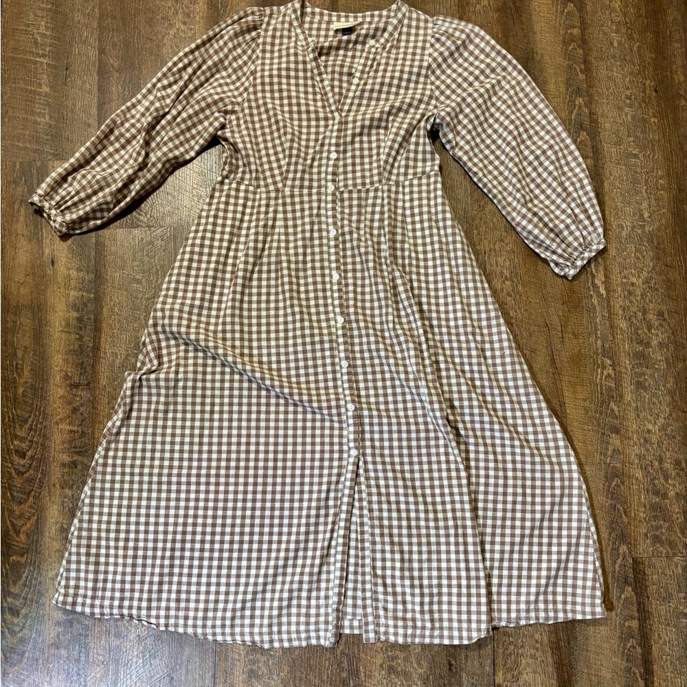 Universal Thread Brown and White Gingham Maxi Dress